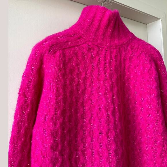Oilily Alpaca Wool Cable Knit Turtleneck Sweater Size S, Fuchsia - Picture 9 of 14